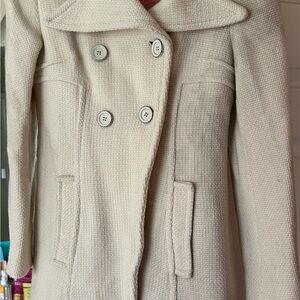 Miss Sixty Cream Pea Coat with Tailored Silhouette